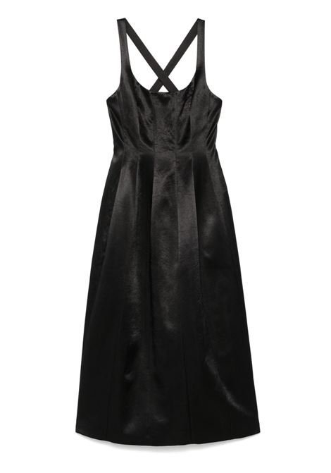 Abito midi in raso nero Philosophy Di Lorenzo Serafini - donna